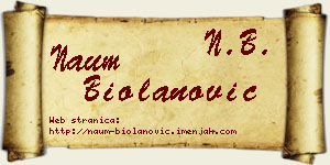 Naum Biolanović vizit kartica